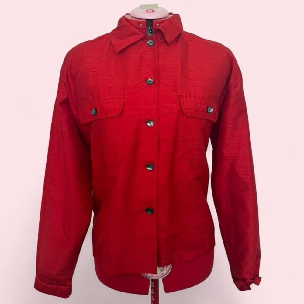 Vintage Chico's orange 100% Silk Button-Up Shirt Jacket — Size L/XL‎